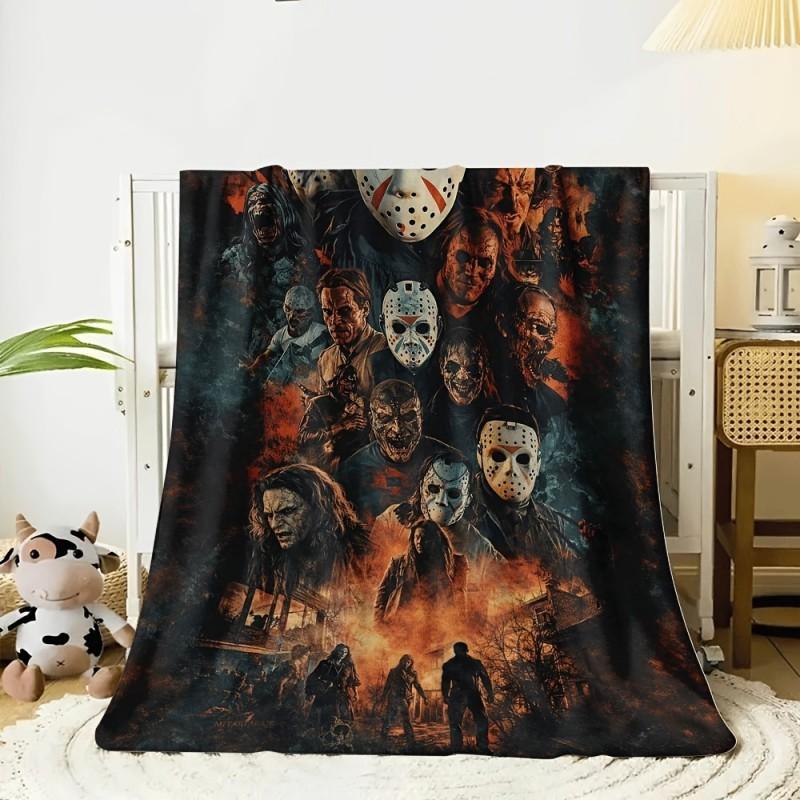 Halloween Pumpkin Christmas Printed Flannel Blanket Soft Cozy Throw Party Home