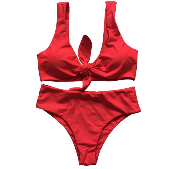 Bikini Set Bow Knotted Strap Solid Color Two-piece Women Swimsuit Beach