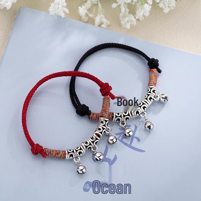 Minsheng Red Rope Tibetan-Style Bell Bracelet: Handcrafted, Hand-Rubbed Cotton, Xiaohongshu-Inspired Gift