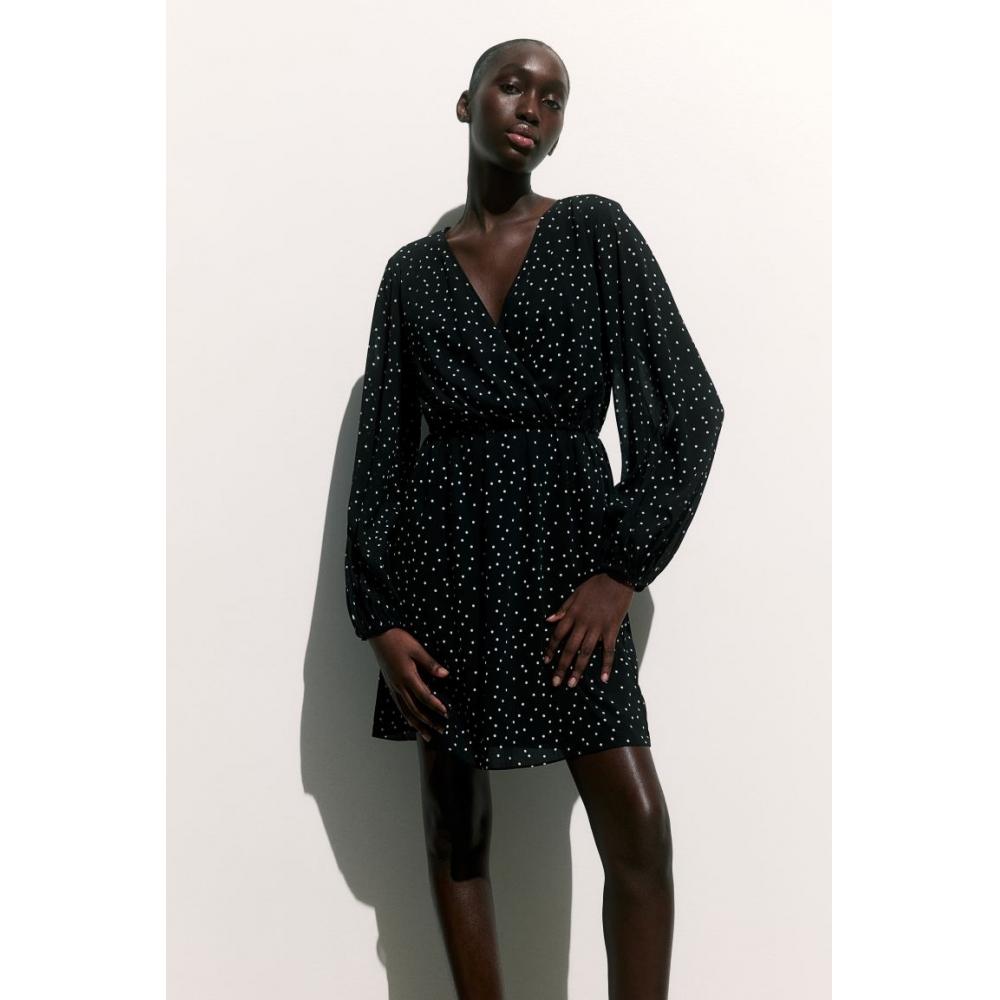 

H M MAMA Chiffon Nursing Dress Black Dots