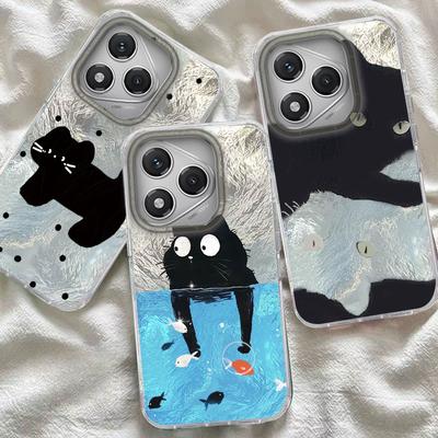 Hülle für For Honor 400 Lite 200 Pro 200Lite X9c X9a X8b X8a 5G Handyhülle Katze Schwarz Cartoon Für Honor 200 Schutzhüllen