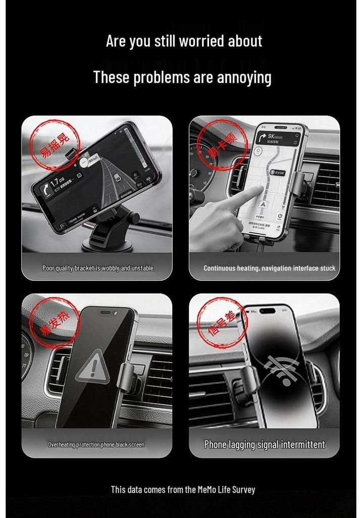 2026 Car Phone Holder with Cooling and Heat Dissipation, Air Vent Mount, Black Tech Navigation