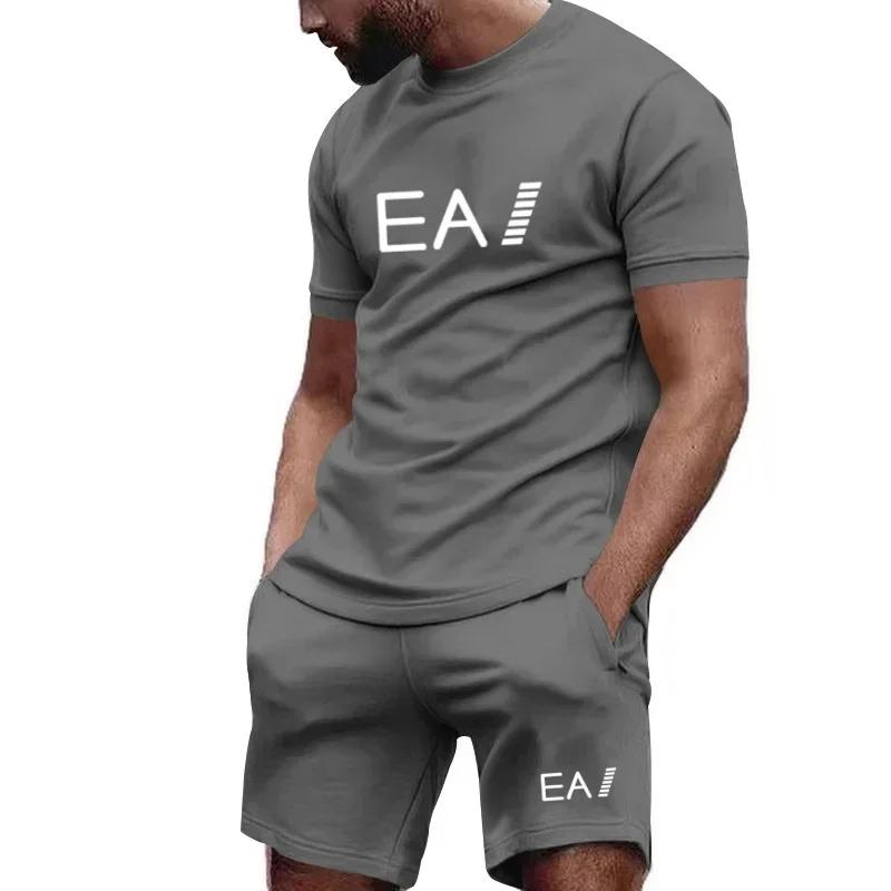 Men's Two-piece Set, Short-sleeved T-shirt and Shorts, Breathable, Casual and Fashionable Suit, New Summer