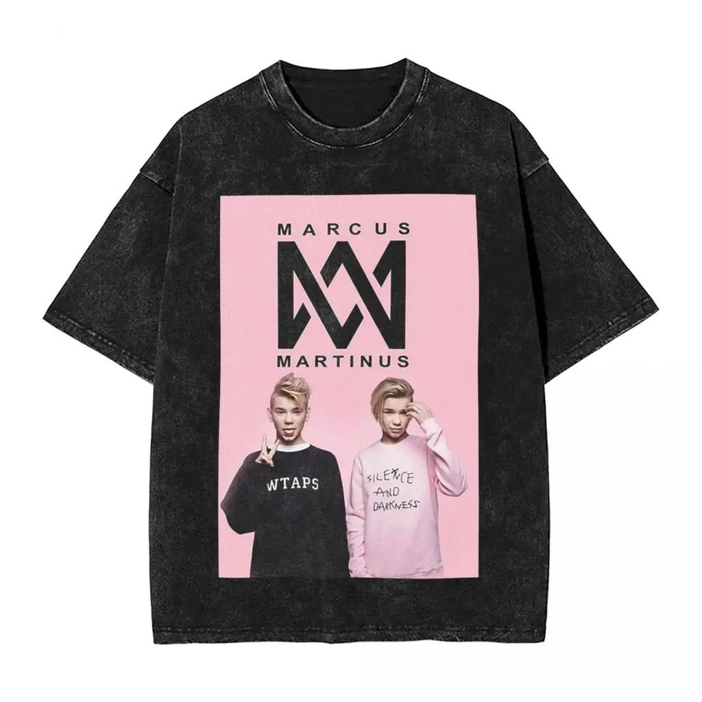 Marcus And Martinus Norway Hip Hop Short Sleeve T-Shirts Washed Tops Tees Streetwear T Shirt Casual for Men Women