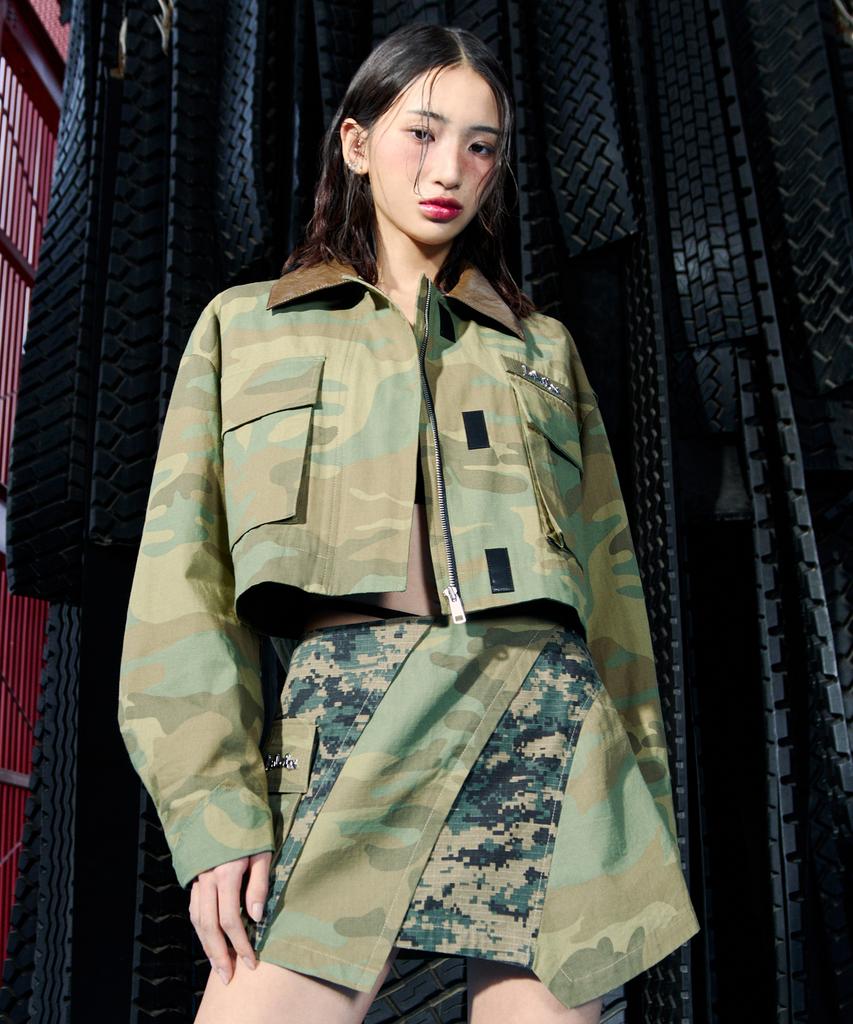 Lara Fox Kamo Skirt Khaki Bq2Ws001