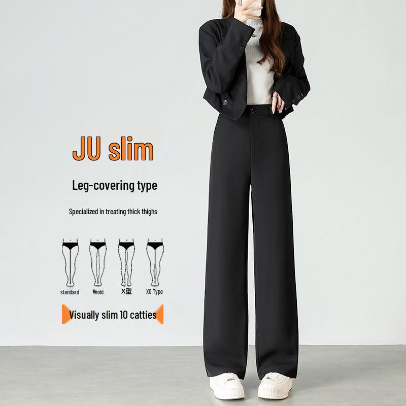 

Women s Black Wide-Leg Slimming Suit Pants - Petite & Narrow Straight Cut, Spring 2025 Collection XL for 120-130 jin