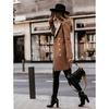 Autumn Winter Women Jackets Wool Coat Solid Color Double-breasted Jacket Coat Women Knee Length Wool Blends Coat Womens Overcoat