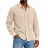 Men's Linen Collared Long Sleeve Shirt for Spring and Fall Casual Daily Wear