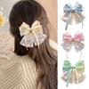 Hairpin Soft Embroidery Lace Splicing Ribbon Bowknot Decor Girl Hair Pin Gentle Hairstyles Side Hair Clips Hair Accessory
