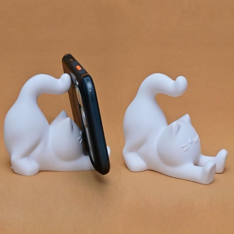 3D Printed Cat Desktop Phone Holder Portable Lazy Phone Stand Home Office Accessory For Video Viewing Decor Ornament Gift
