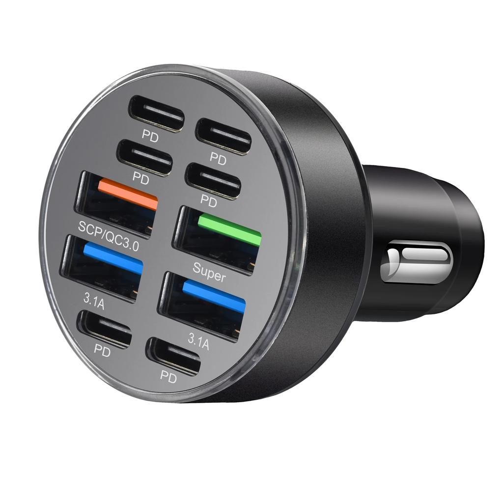 100W 10 portů Nabíječka do auta Rychlé nabíjení PD QC3.0 USB C Nabíječka do auta pro telefon Typ C Adaptér do auta Pro iPhone Samsung Huawei Xiaomi