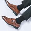 Classic Retro Dress Men's Monk Shoes Pointed Toe Buckle Business Office Wedding Comfortable Men's Shoe