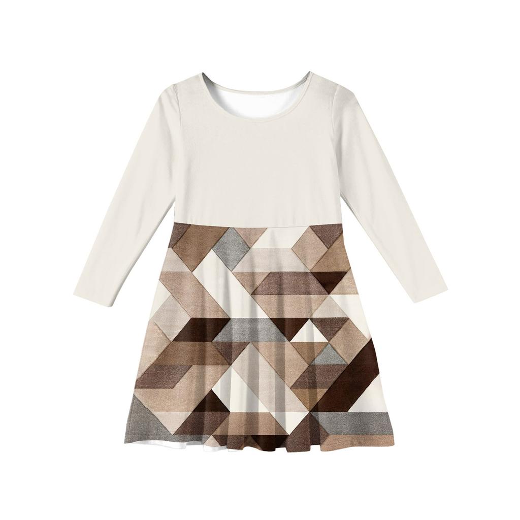 Girls' Summer Princess Dress - Long Sleeve A-Line T-Shirt Dress