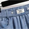 Plus Size Summer Women Jeans Wide Leg Pants Denim Loose Elastic Waist Solid Trousers Oversize Shorts Pants 5XL 100kg