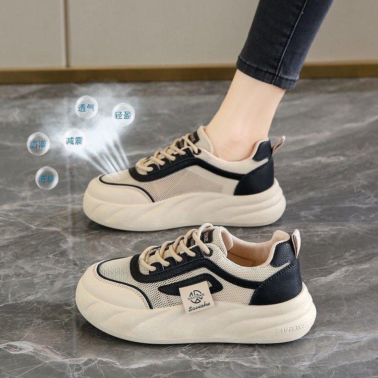 Spring, summer, autumn and winter new board shoes, student shoes, low-top platform mesh shoes 35