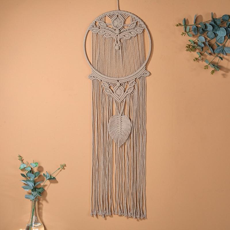 Macrame Woven Wall Hanging Leaf Tree Dream Catcher,Bohemian Handmade Room Hanging Tapestry,Wedding Decoration Crafts