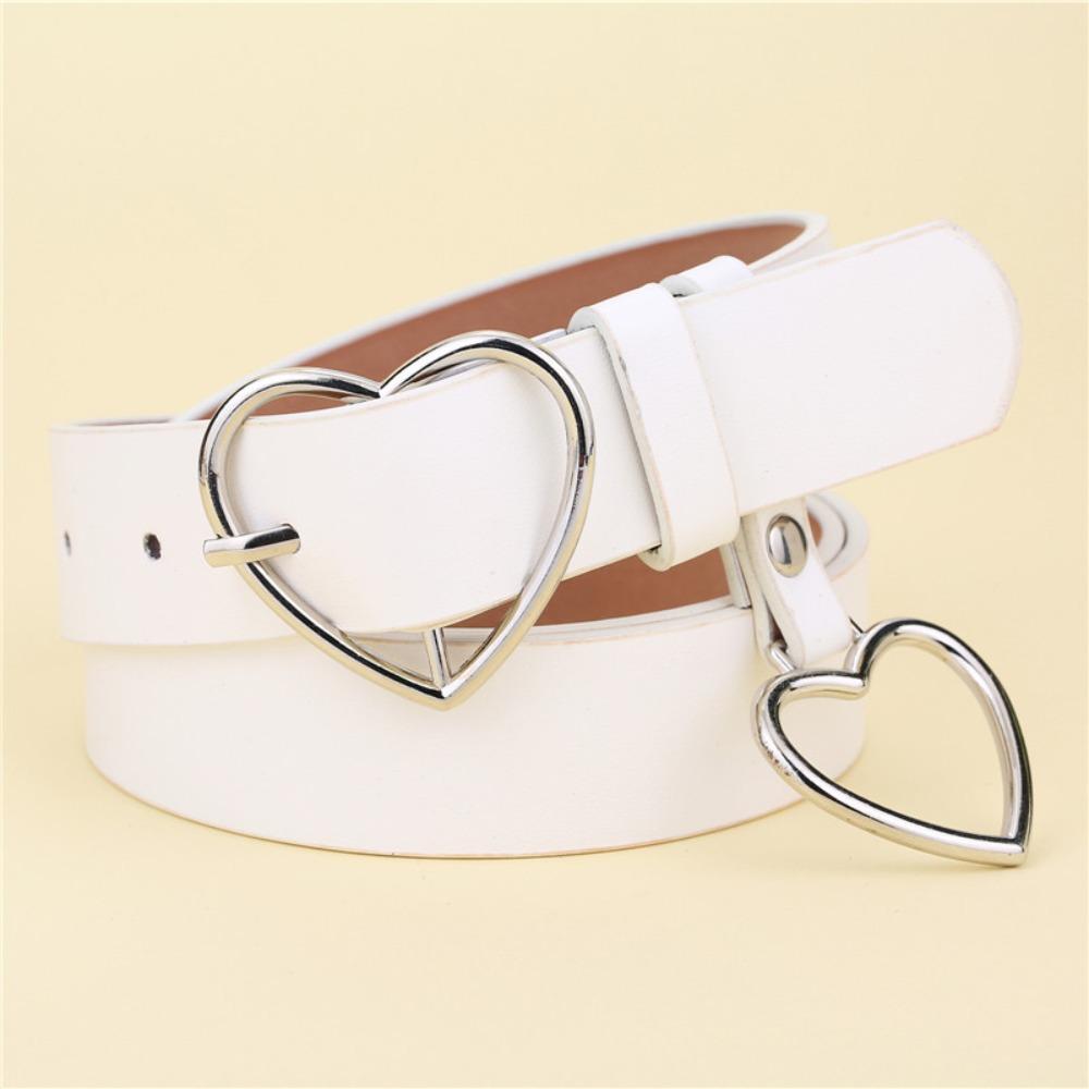 

PU Leather Trouser Dress Belts Thin Waist Strap for Jacket Jeans Decoration White and Silver
