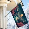 2D Flat - 2D Flat - 1pc 2D Flat, Decorative Flag, Beautiful Japanese Cherry Blossom Landscape Full Pattern Flag, Artistic Scenery Mountains And Lakes 