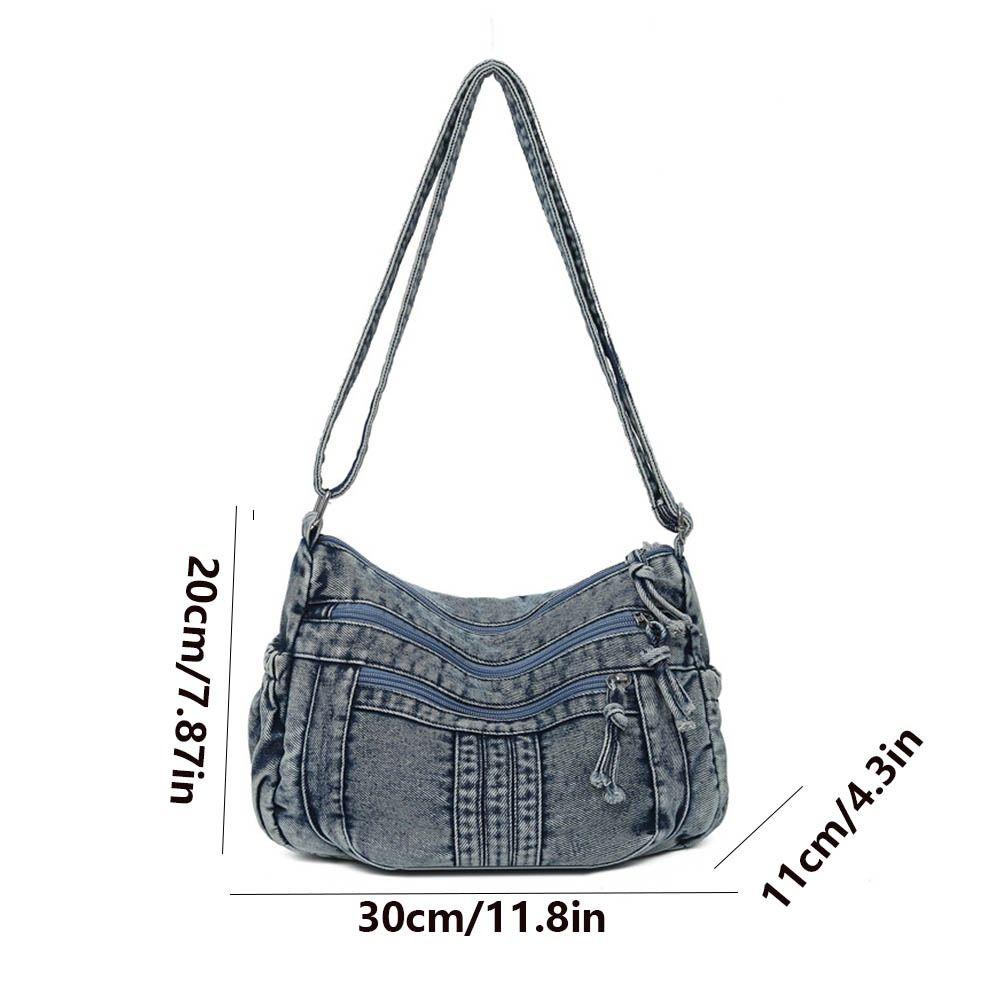 Vintage Cowboy  Crossbody Bag High Capacity Denim Shoulder Bag Women'S Armpit Bag  Girls
