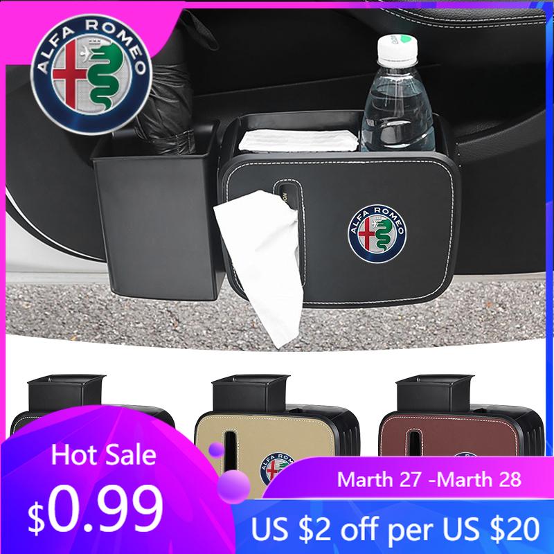 For Alfa Romeo Multifunctional Car Seat Back Organizer Box Cup Holder for Alfa Romeo Spider Giulia Giulietta 147 156 159 Mito St