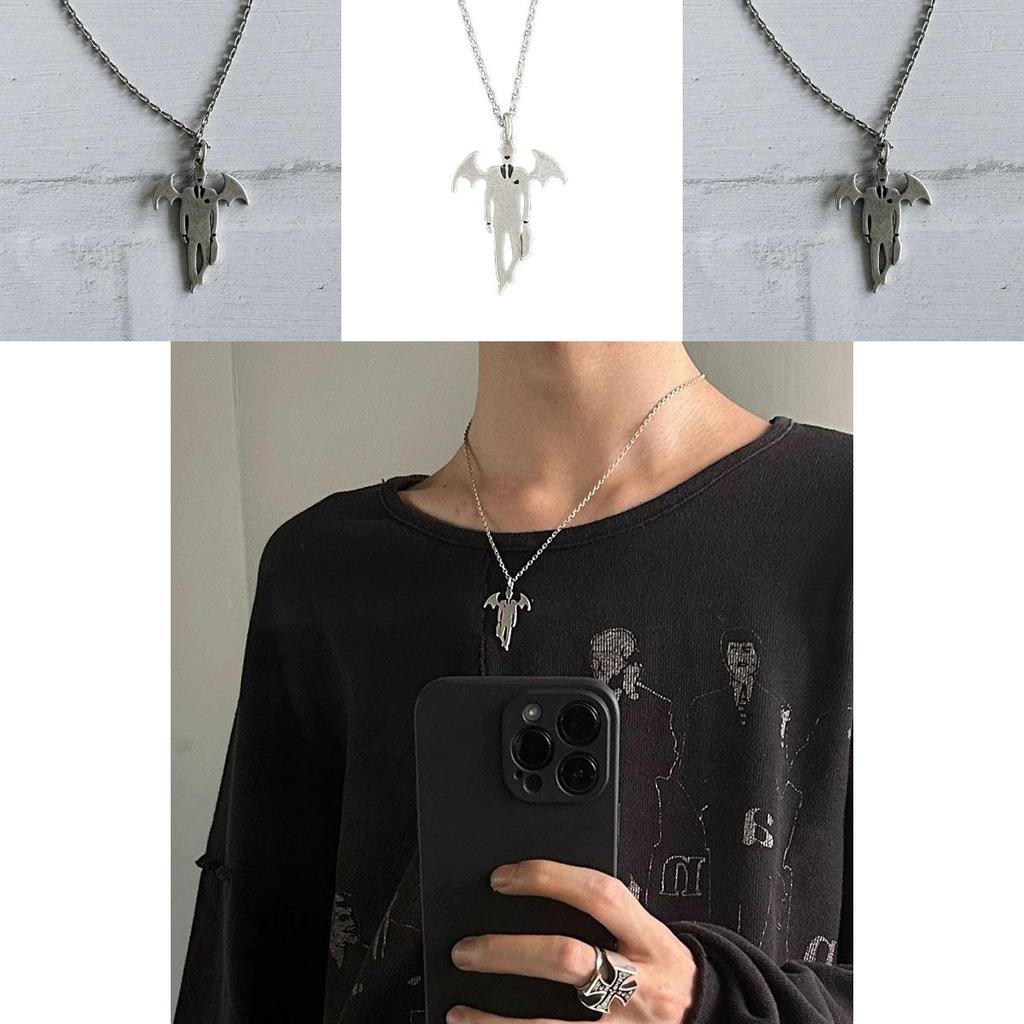 Gothic Vampire Bloodsucker Pendant Chain With Wing Design For Cosplay Costumes