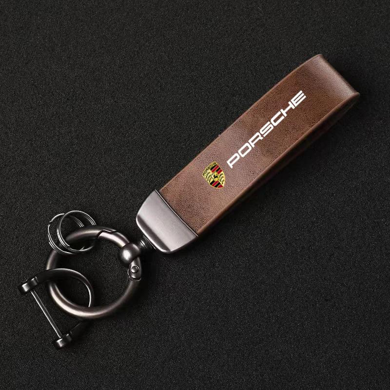 Car Key Chain Rings Leather Keychain Keyring For Porsche Panamera Spyder Carrera Macan Boxster Cayman Cayenne 911 970 981 991 PS4