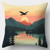 4pcs Set, Sofa Pillowcase, Sunset Pillowcase in the Forest, 17.7 inches * 17.7 inches, Single-sided Printing, Home Decoration, S