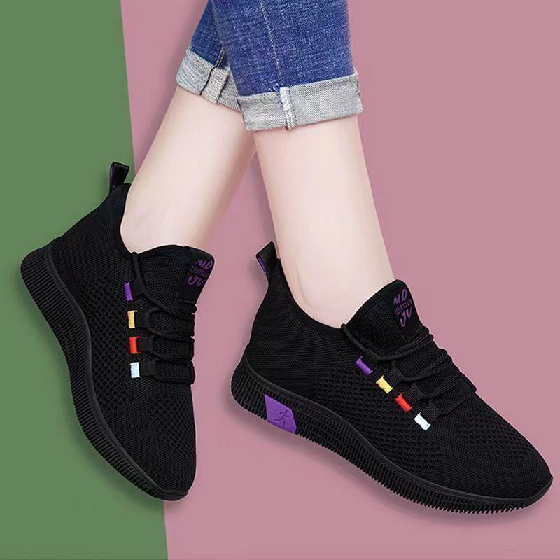 Women's Black Anti-Slip Casual Workout Shoes - Soft Sole Old Beijing Cloth for Running, Fitness, Dancing
