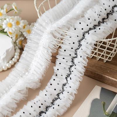 3Meters/lot 5cm Wide 4-layer Black and White Pleated Mesh Lace Clothing Collar Cuffs Waistband Decorative Accessories