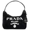 Prada Re-Edition Logo Zip Closure Terry Fabric Underarm Mini Tote Bag Women bags Black 1NE515_2DXO_F0967