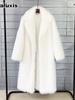 Fall Winter Women's Long Fur Coat with Westem Collar Suit Jacket Faux Fur Overcoat