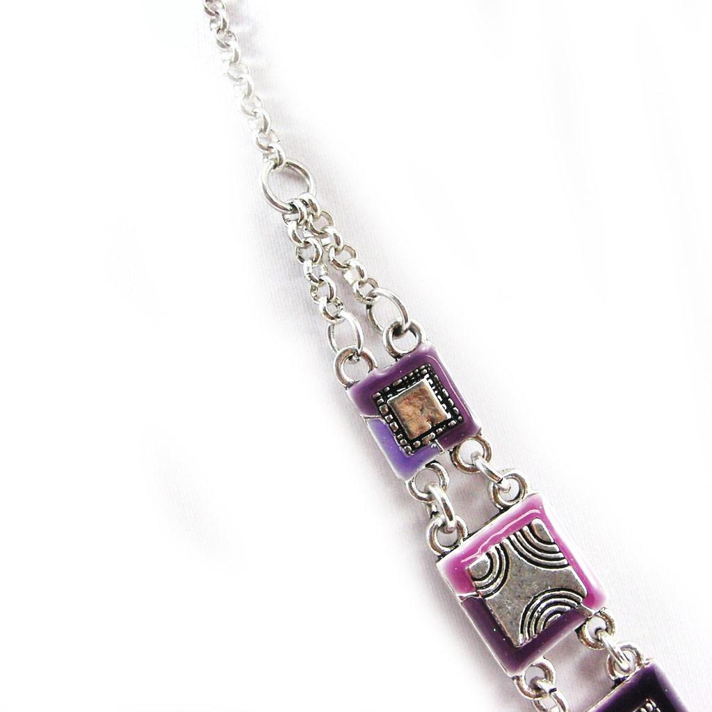 Les Trésors De Lily [G6137] - Purple 'Anamaya' Designer Necklace