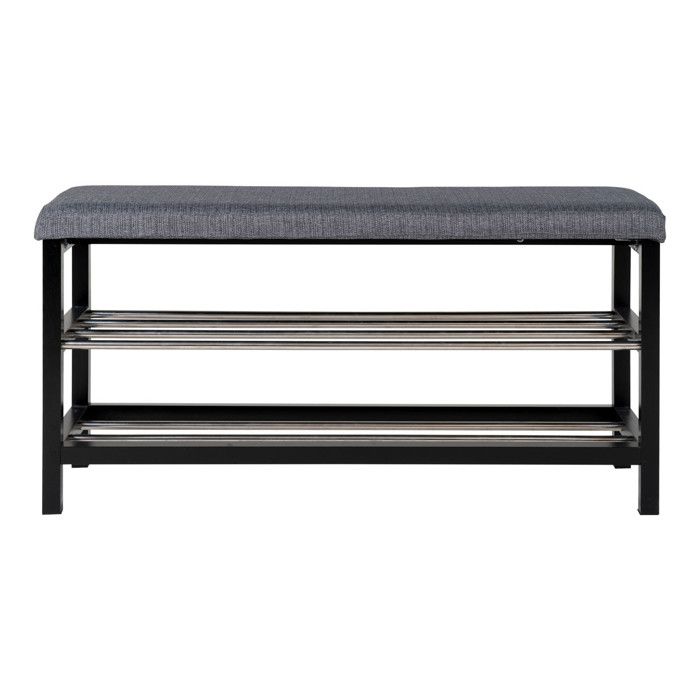 Grey 2-tier Bench with Black Legs 100 X 34 X 50 Cm