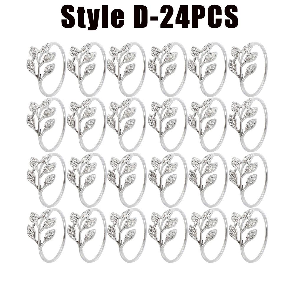 6-48PC High-End Metal Napkin Rings Diamond Pattern Leaf Motif Decorative Clips for Wedding Banquet Hotel Table Settings