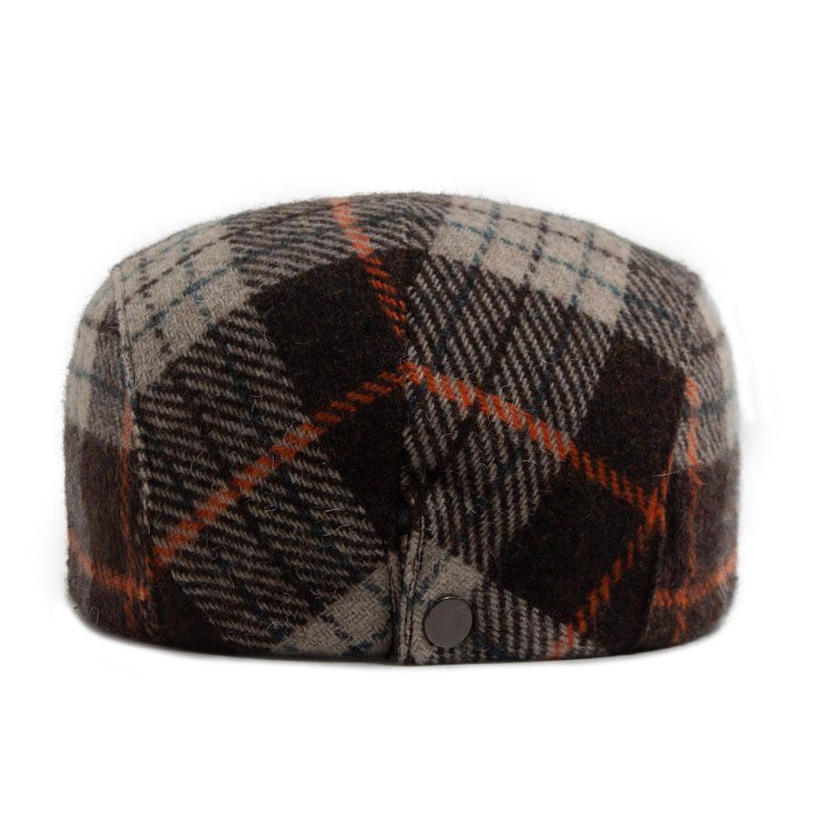 Nuevo gorro de boina para hombre otoño e invierno cálido lana color cuadros retro sombrero de copa casual británico para mujer