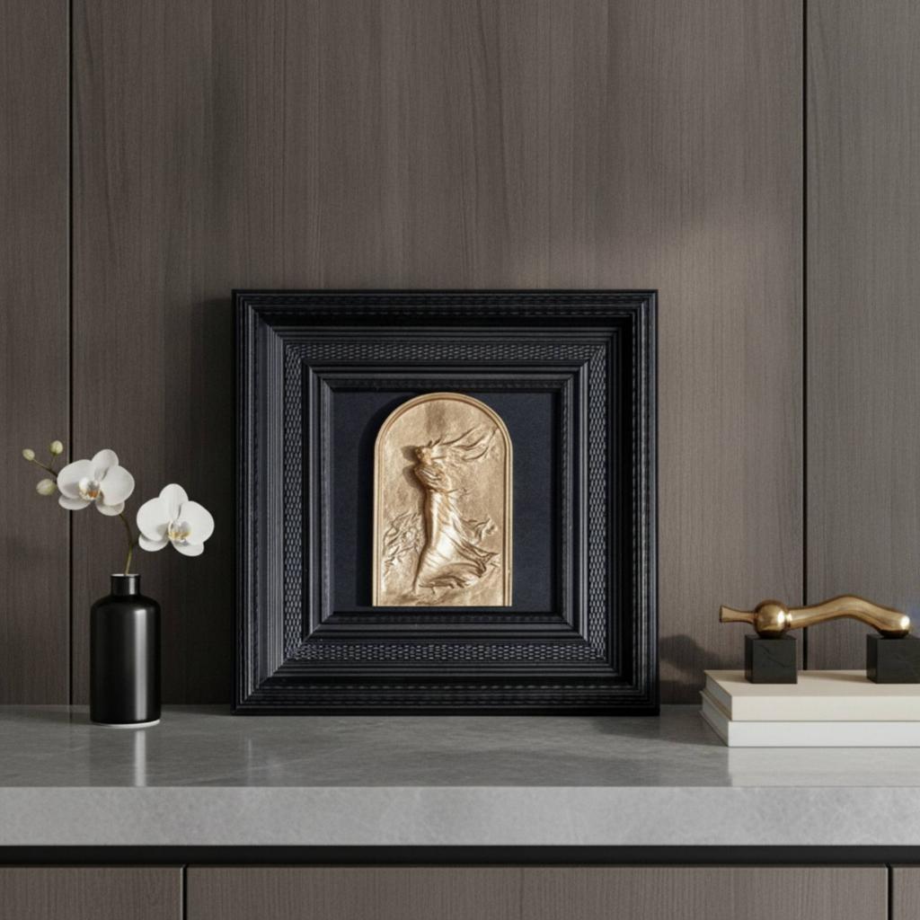 Sculptural Relief Square Framed Artwork Painting Contemporary Decor Geometric for Homeowners, Living Room, Entryway