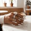 6/8/12 pcs/set Gold Sliver Open Ring Sets Zinc Zinc Alloy Floral Ring Elegant Geometric Baroque Ring  Gift