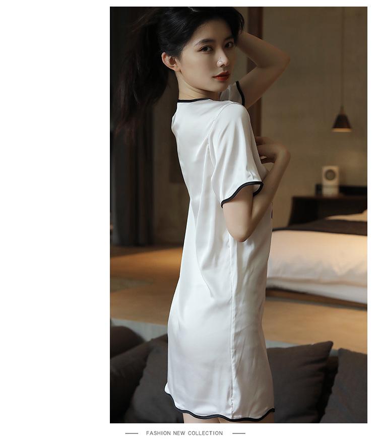 Silk Summer Short Sleeve Cardigan Nightgown Pajamas - Women's Casual Loungewear In Pure Desire Style