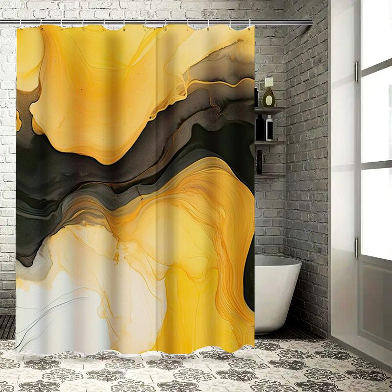 

Роскошный стиль Золотой Черный Абстрактный Принт Шторка для душа Для декора ванной комнаты 72X84 дюйма 90x180cm