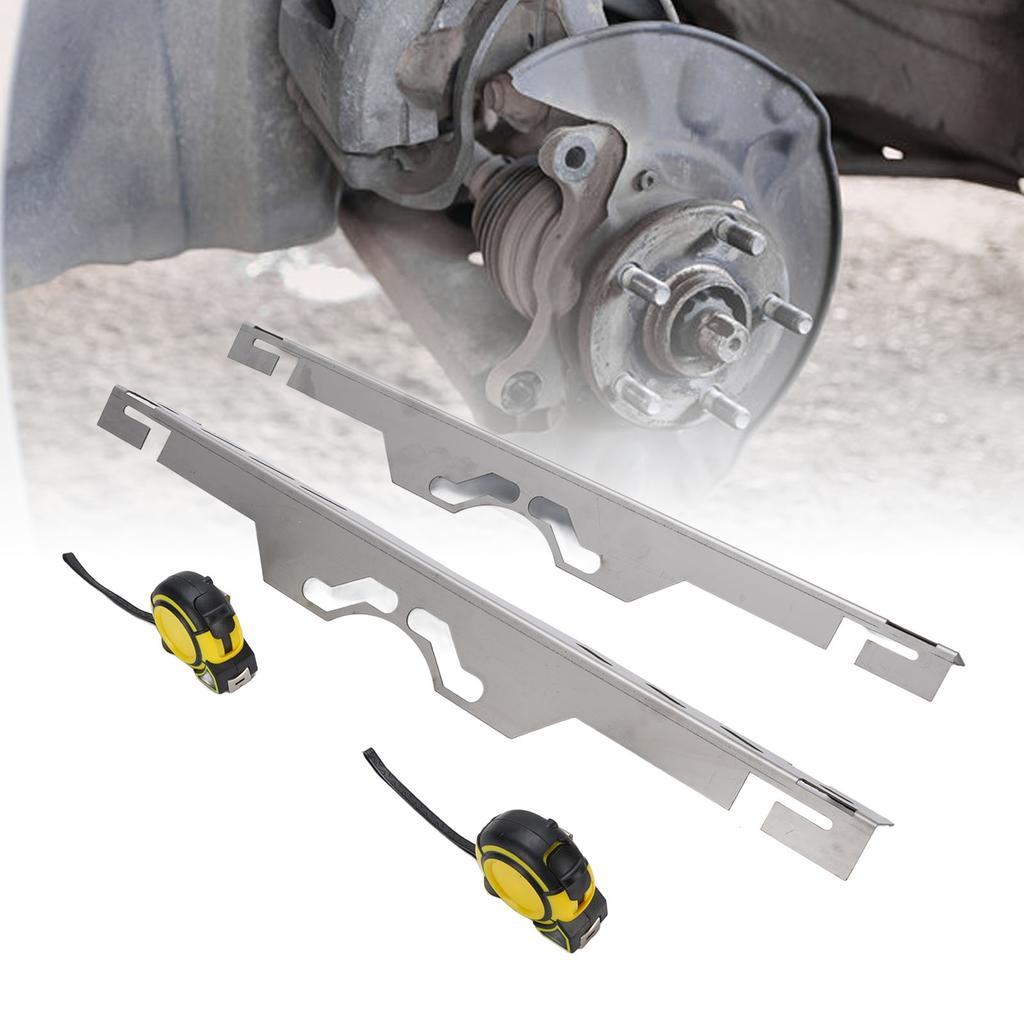 2Pcs Automotive Wheel Alignment Tools Heavy Duty Hub Alloy Steel Toe Plates for Vehicles Tire Repair with 2 Tape Measures