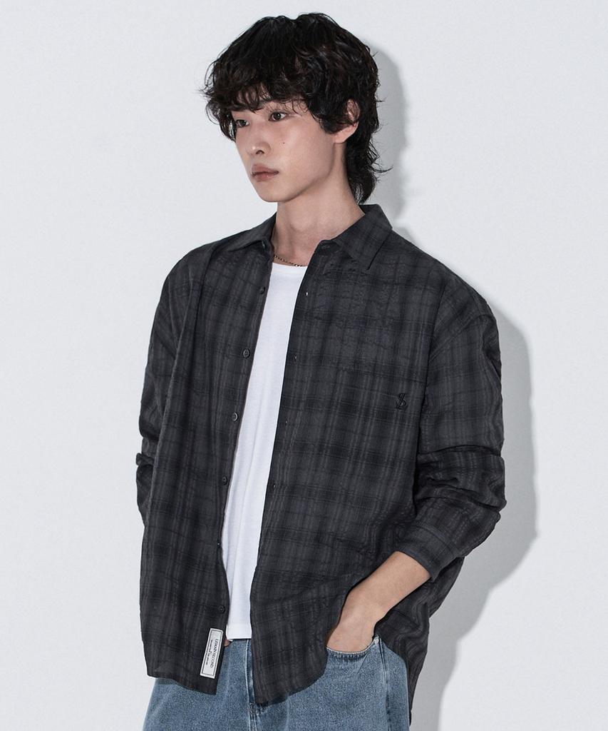 LEMAIN SECOND Check Oversized Shirt [Charcoal]
