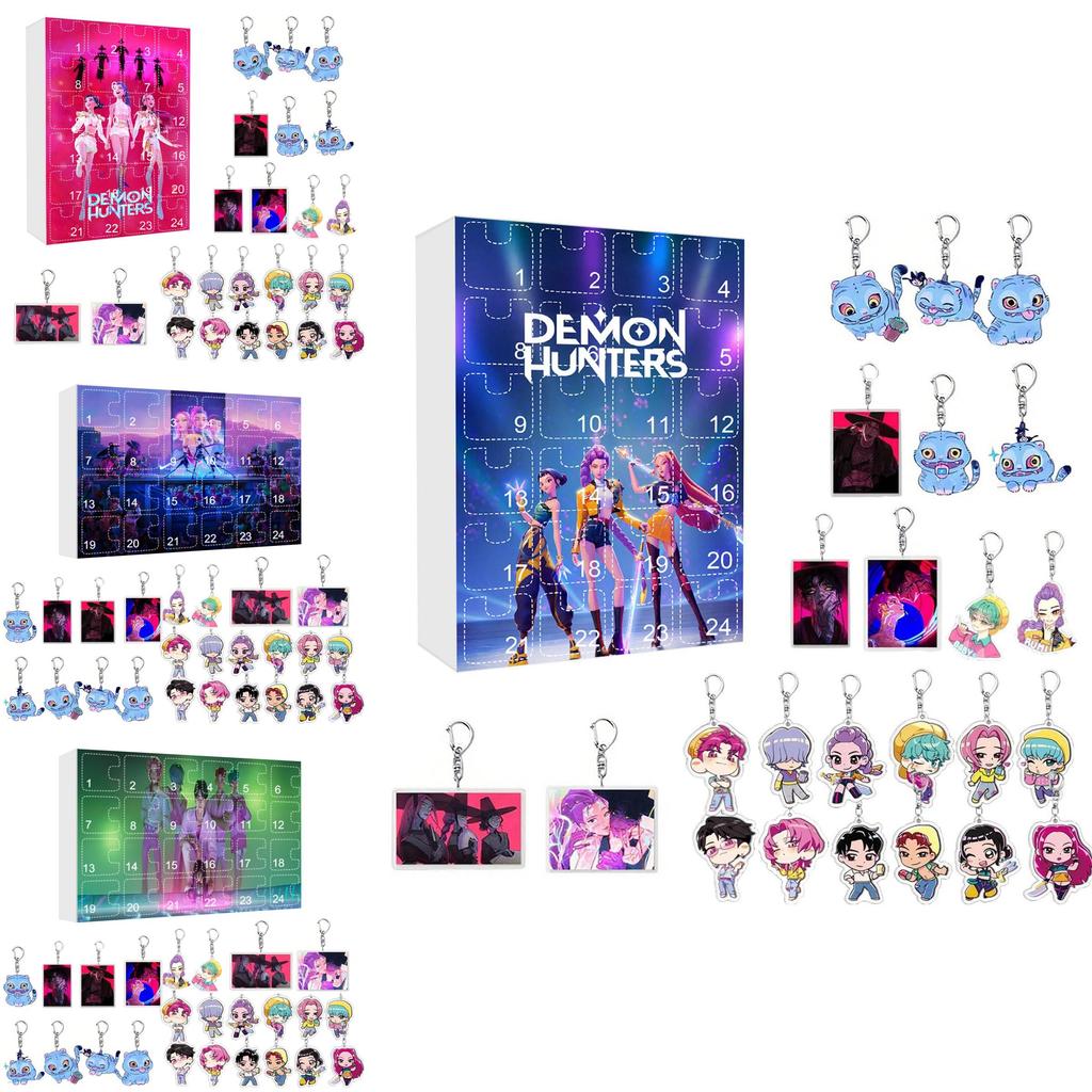 Kpop Demon Hunters Christmas Calendar Acrylic Keychain With Hanging Ornament For Fans And Collectors