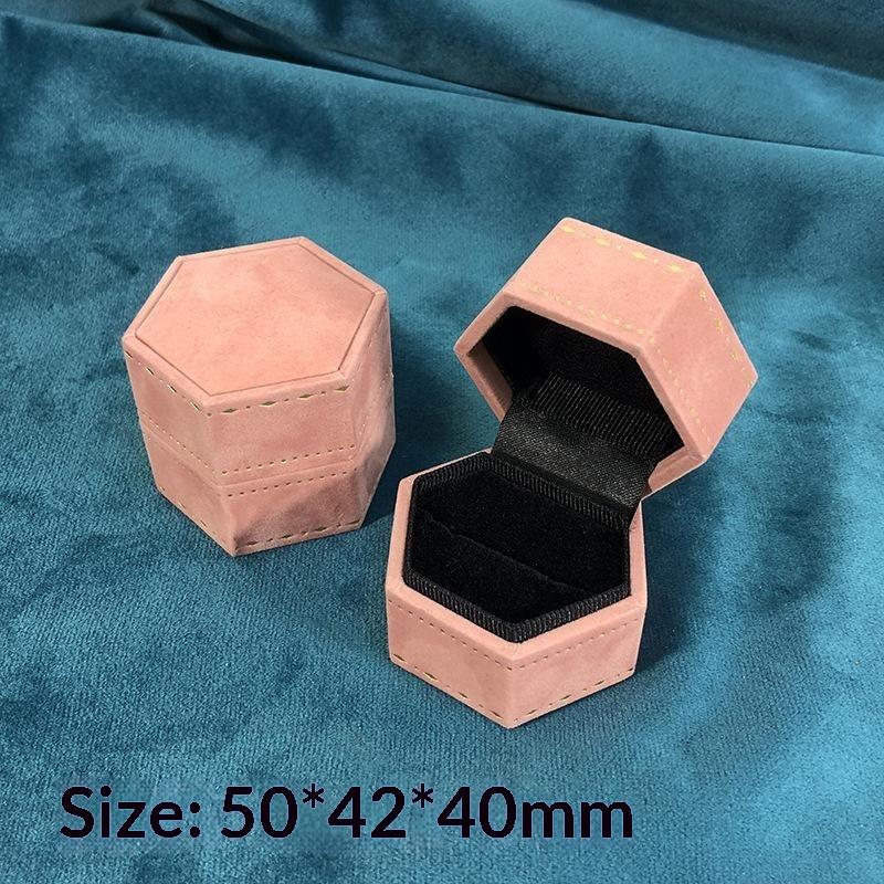 Vintage Hexagon Single Ring Storage Case Empty Elegant Jewelry Box for Wedding Engagement Gift
