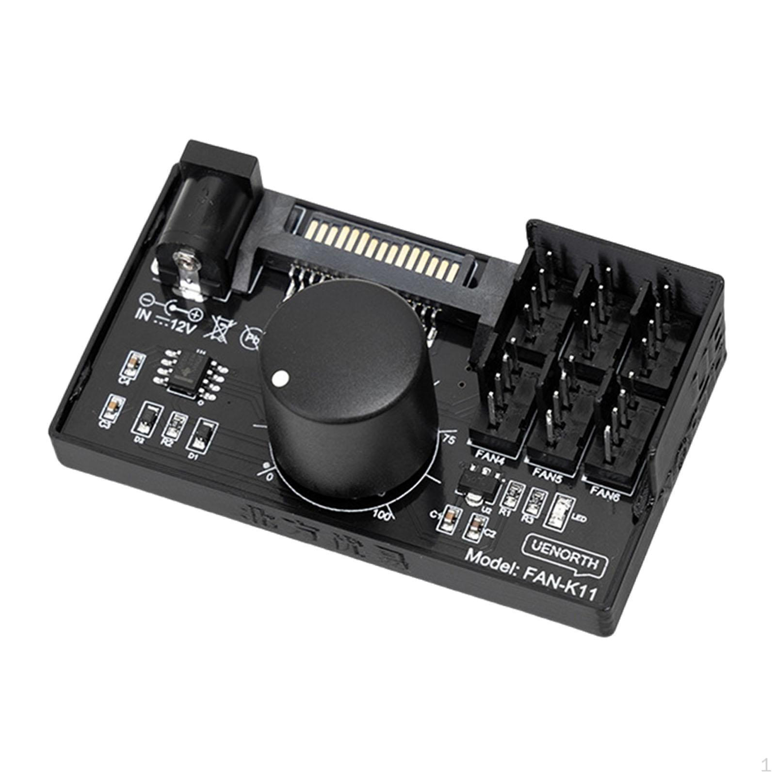 

4 Pin 12V PWM Fan Controller 4/6Way Compact with Knob 60W Powered by and DC Hub Control for CPU