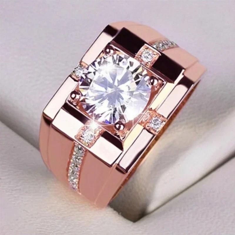 Men's and Women's Rings Inlaid with Artificial Zircon Are Trendy Versatile Fashionable High-end and Luxurious In Design Zircon