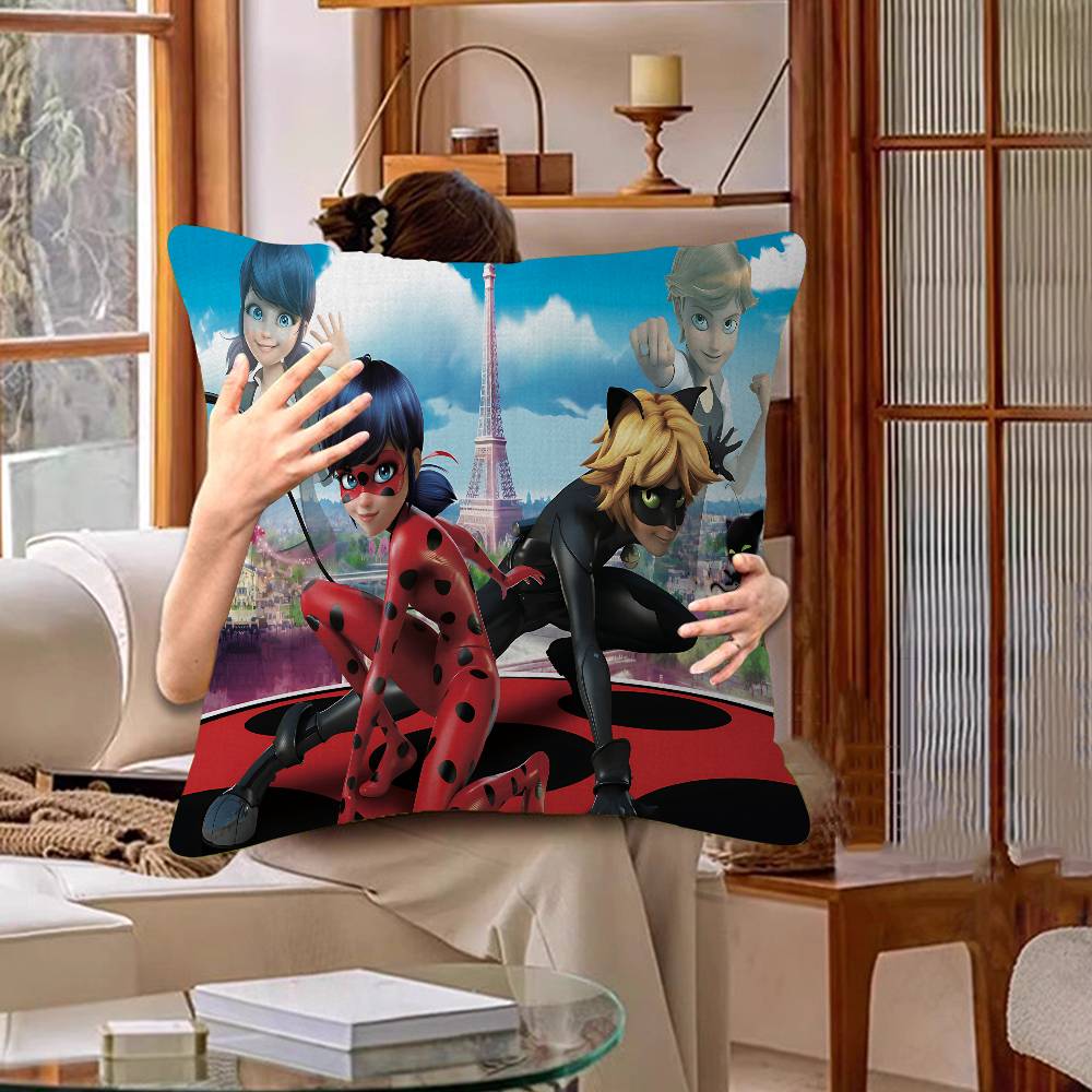 Cartoon Characters L-Ladybugs Cute Office Cushion Pillowcase Car Cushion Cover45X45CM Lumbar Pillowcase Sofa Pillowcover