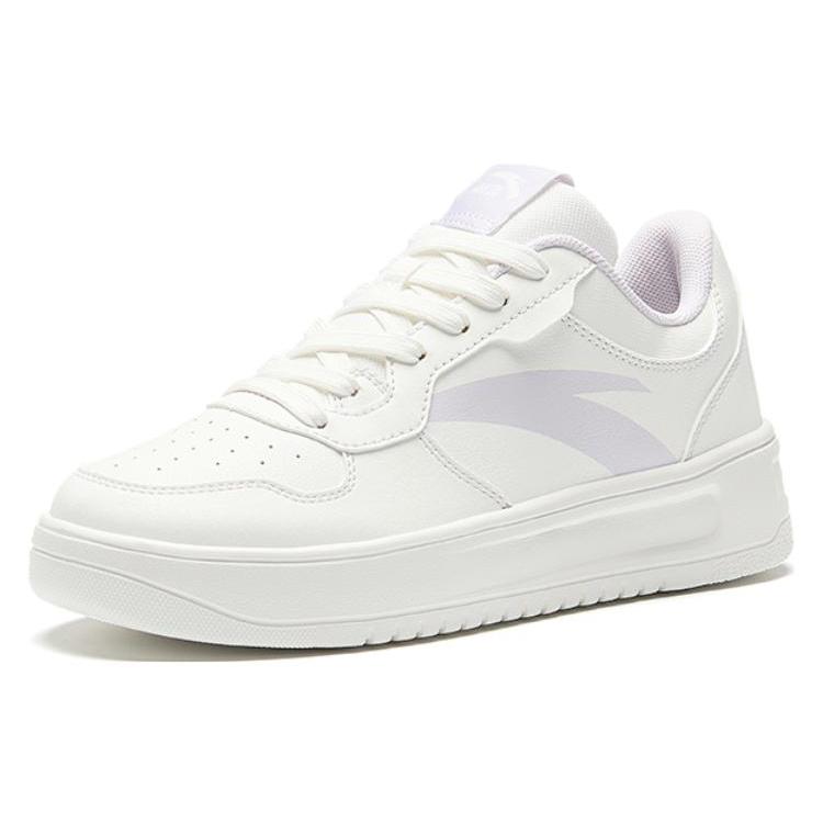 Anta Relaxed Synthetic Leather Abrasion Resistant Height Increasing Low Top Skateboard Shoes Women's White 922418001Q-1