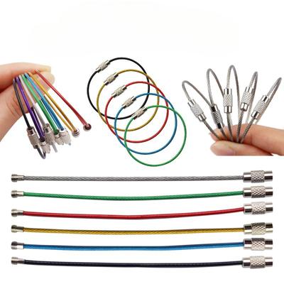 5 teile/los Edelstahl Draht Schlüsselbund Halter Outdoor Wandern Camping Hängen Schnalle Anti-verloren Schlüssel Ring Camping Getriebe Multi-werkzeuge