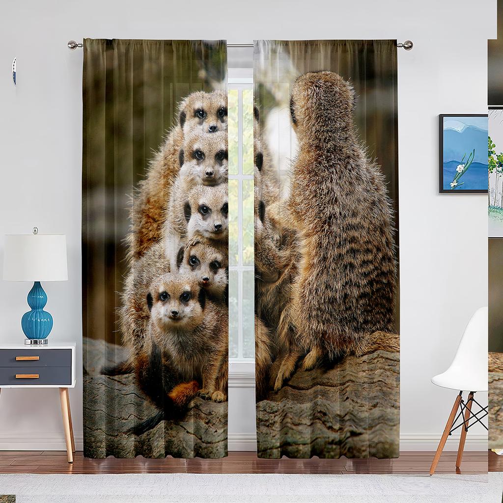 Tenda in Voile Trasparente con Panda Rosso per Soggiorno Camera da Letto Cucina Decorazioni per la Casa Animale Carino Trattamento in Chiffon Tende in Tulle per Finestre