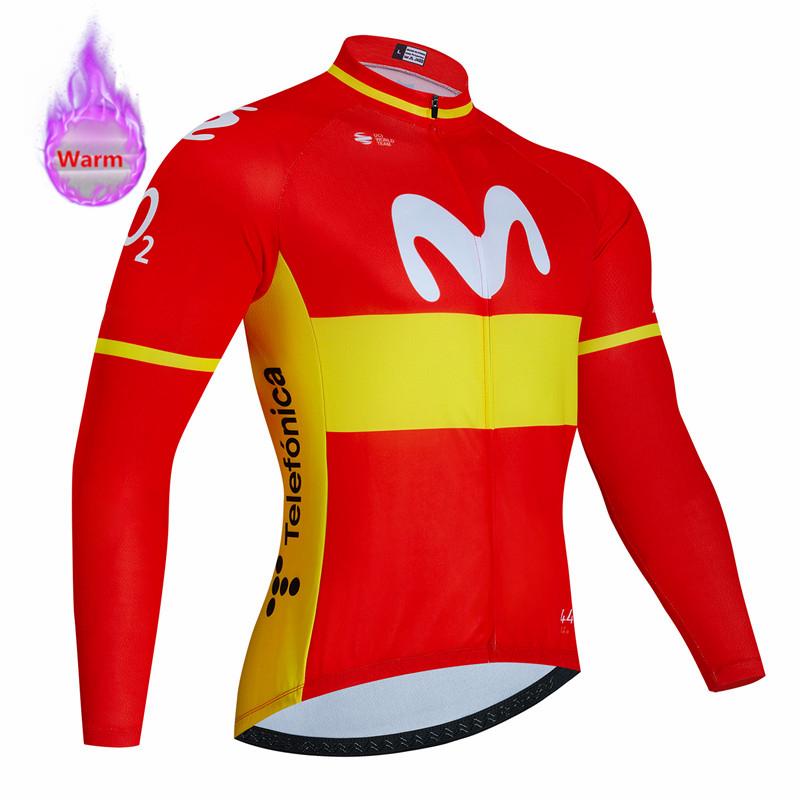 Movistar Winter Warm Thermal Fleece Set Cycling Clothes Bicycle Jersey Sports Spain MTB Bike Clothing Maillot Ciclismo Hombre